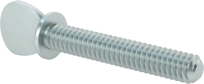 Çinko Kaplı Çelik Flanşlı Kürek Başlı Parmak Vidaları, 1/4"-20 Diş Boyutu, 1-1/2" Uzunluk