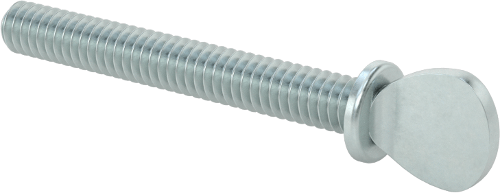 Çinko Kaplı Çelik Flanşlı Kürek Başlı Parmak Vidaları, 1/4"-20 Diş Boyutu, 2" Uzunluk