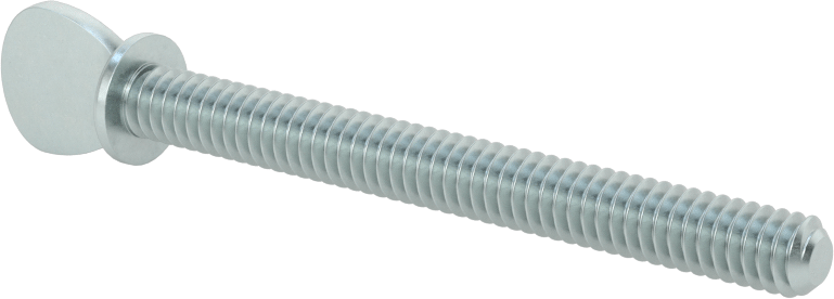 Çinko Kaplı Çelik Flanşlı Kürek Başlı Parmak Vidaları, 1/4"-20 Diş Boyutu, 2-1/2" Uzunluk
