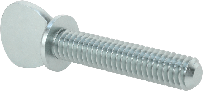 Çinko Kaplı Çelik Flanşlı Kürek Başlı Parmak Vidaları, 5/16"-18 Diş Boyutu, 1-1/2" Uzunluk