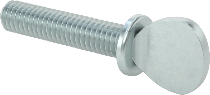 Çinko Kaplı Çelik Flanşlı Kürek Başlı Parmak Vidaları, 5/16"-18 Diş Boyutu, 1-1/2" Uzunluk
