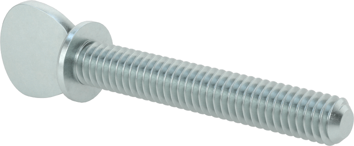 Çinko Kaplı Çelik Flanşlı Kürek Başlı Parmak Vidaları, 5/16"-18 Diş Boyutu, 2" Uzunluk