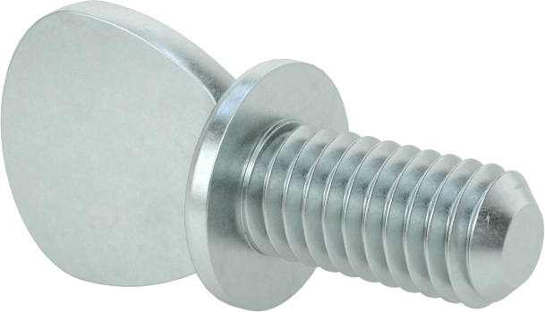 Çinko Kaplı Çelik Flanşlı Kürek Başlı Parmak Vidaları, 3/8"-16 Diş Boyutu, 3/4" Uzunluk