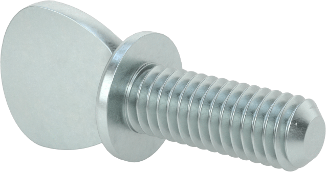 Çinko Kaplı Çelik Flanşlı Kürek Başlı Parmak Vidaları, 3/8"-16 Diş Boyutu, 1" Uzunluk
