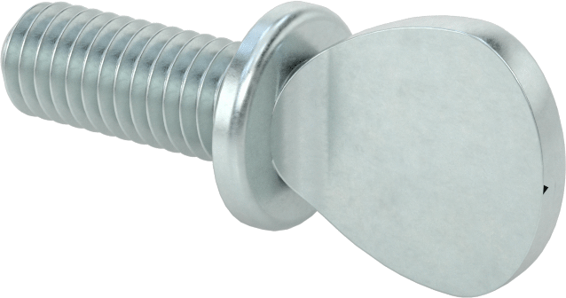 Çinko Kaplı Çelik Flanşlı Kürek Başlı Parmak Vidaları, 3/8"-16 Diş Boyutu, 1" Uzunluk