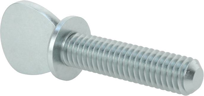 Çinko Kaplı Çelik Flanşlı Kürek Başlı Parmak Vidaları, 3/8"-16 Diş Boyutu, 1-1/2" Uzunluk