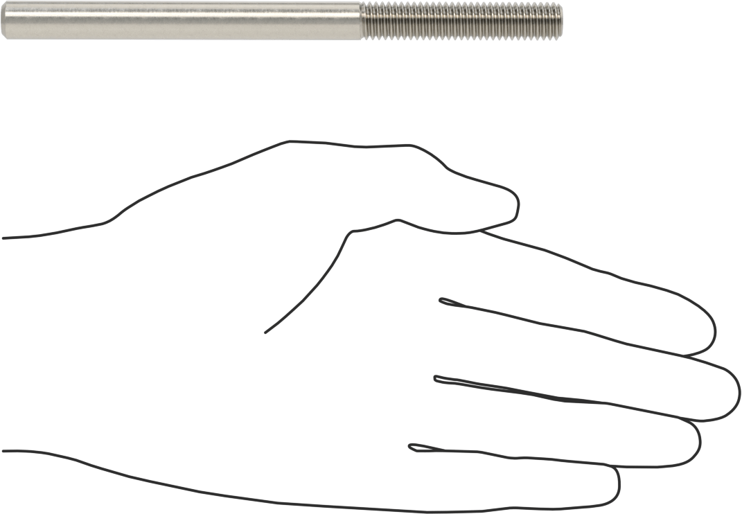 18-8 Paslanmaz Çelik Tek Uçlu Dişli Saplama, 3/8"-16 Diş Boyutu, 5-1/2" Uzunluk
