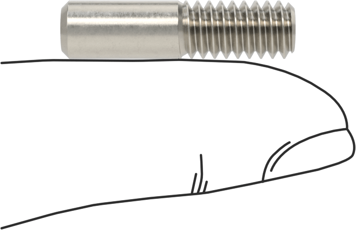 18-8 Paslanmaz Çelik Tek Uçlu Dişli Saplama, 1/4"-20 Diş Boyutu, 1" Uzunluk