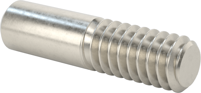 18-8 Paslanmaz Çelik Tek Uçlu Dişli Saplama, 1/4"-20 Diş Boyutu, 1" Uzunluk