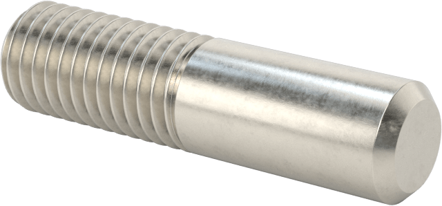 18-8 Paslanmaz Çelik Tek Uçlu Dişli Saplama, 1/4"-28 Diş Boyutu, 1" Uzunluk