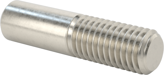 18-8 Paslanmaz Çelik Tek Uçlu Dişli Saplama, 1/4"-28 Diş Boyutu, 1" Uzunluk