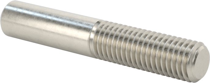 18-8 Paslanmaz Çelik Tek Uçlu Dişli Saplama, 1/4"-28 Diş Boyutu, 1-1/2" Uzunluk