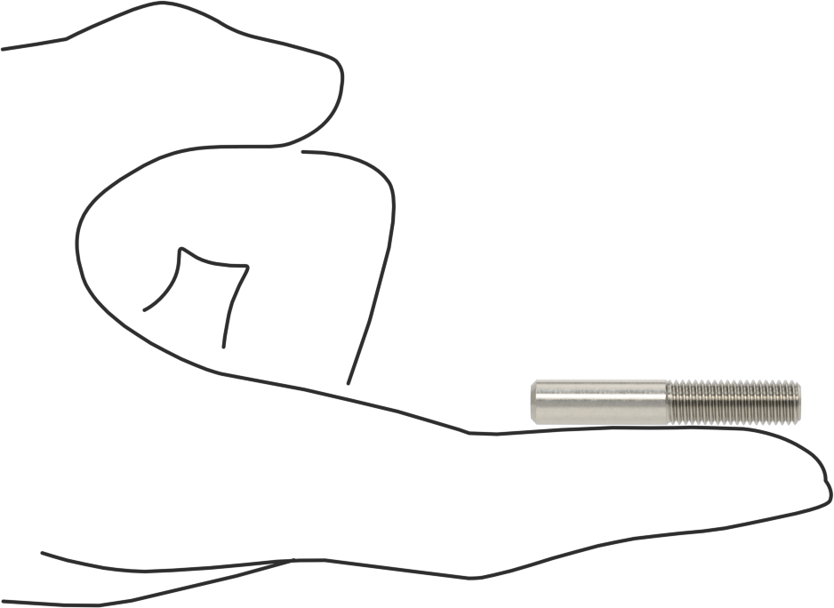 18-8 Paslanmaz Çelik Tek Uçlu Dişli Saplama, 1/4"-28 Diş Boyutu, 1-1/2" Uzunluk