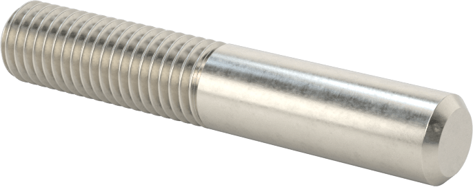 18-8 Paslanmaz Çelik Tek Uçlu Dişli Saplama, 1/4"-28 Diş Boyutu, 1-1/2" Uzunluk