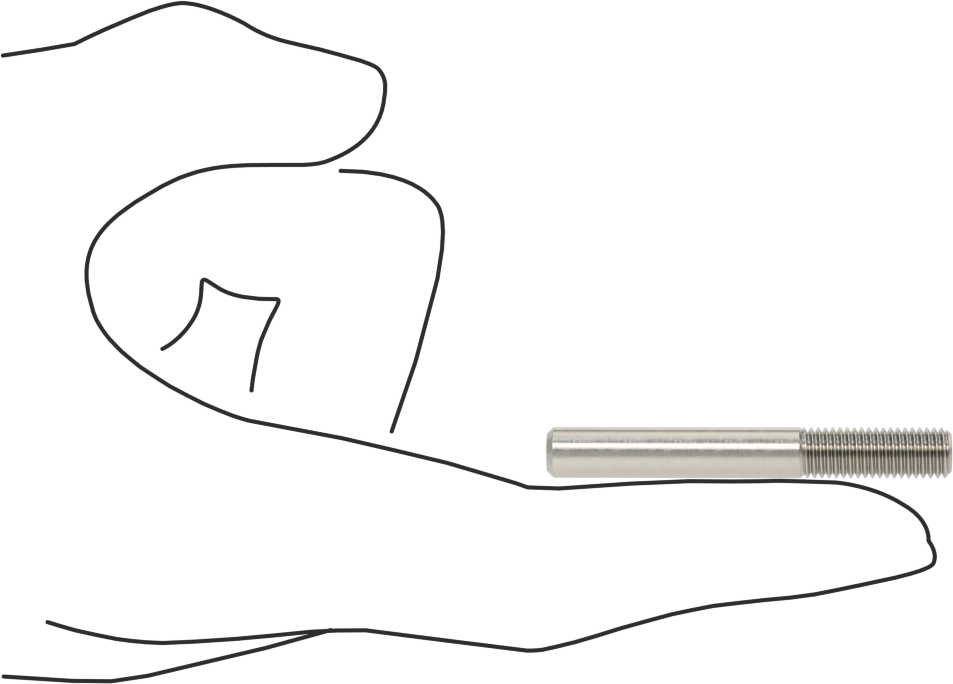 18-8 Paslanmaz Çelik Tek Uçlu Dişli Saplama, 1/4"-28 Diş Boyutu, 2" Uzunluk