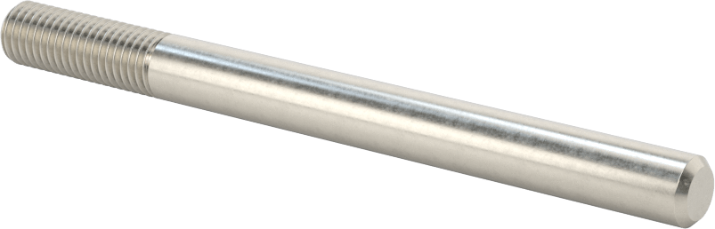 18-8 Paslanmaz Çelik Tek Uçlu Dişli Saplama, 1/4"-28 Diş Boyutu, 3" Uzunluk