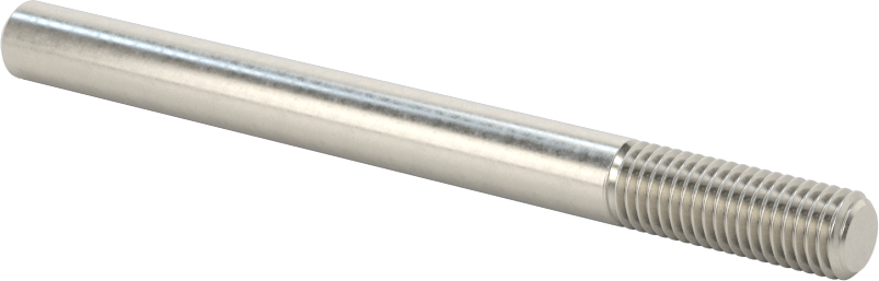 18-8 Paslanmaz Çelik Tek Uçlu Dişli Saplama, 1/4"-28 Diş Boyutu, 3" Uzunluk