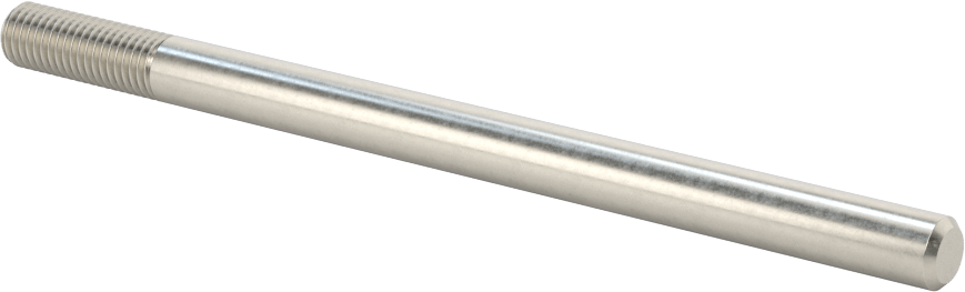 18-8 Paslanmaz Çelik Tek Uçlu Dişli Saplama, 1/4"-28 Diş Boyutu, 4" Uzunluk