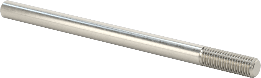 18-8 Paslanmaz Çelik Tek Uçlu Dişli Saplama, 1/4"-28 Diş Boyutu, 4" Uzunluk