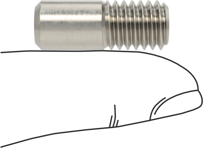 18-8 Paslanmaz Çelik Tek Uçlu Dişli Saplama, 3/8"-16 Diş Boyutu, 1" Uzunluk