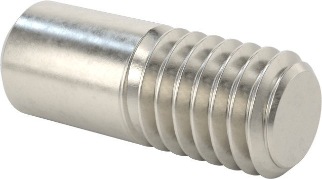 18-8 Paslanmaz Çelik Tek Uçlu Dişli Saplama, 3/8"-16 Diş Boyutu, 1" Uzunluk