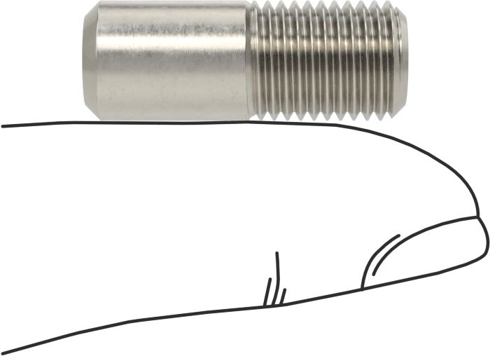 18-8 Paslanmaz Çelik Tek Uçlu Dişli Saplama, 3/8"-24 Diş Boyutu, 1" Uzunluk