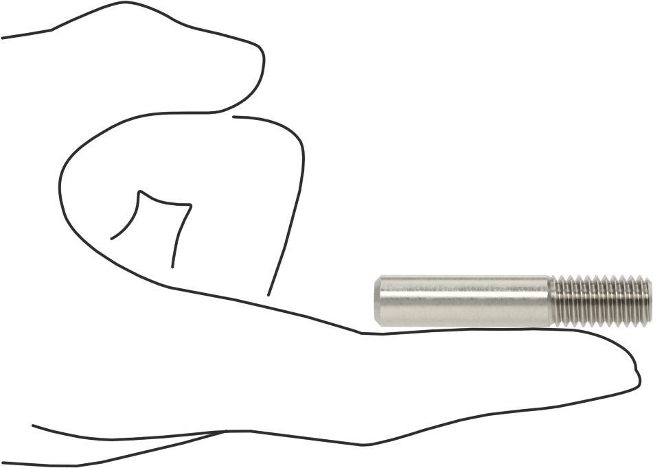 18-8 Paslanmaz Çelik Tek Uçlu Dişli Saplama, 3/8"-16 Diş, 2" Uzunluk