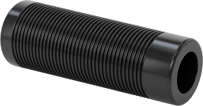 Vinil Plastik Yuvarlak Tutamaklar, Yivli, 5/8" OD, 3-1/8" Uzunluk, Siyah