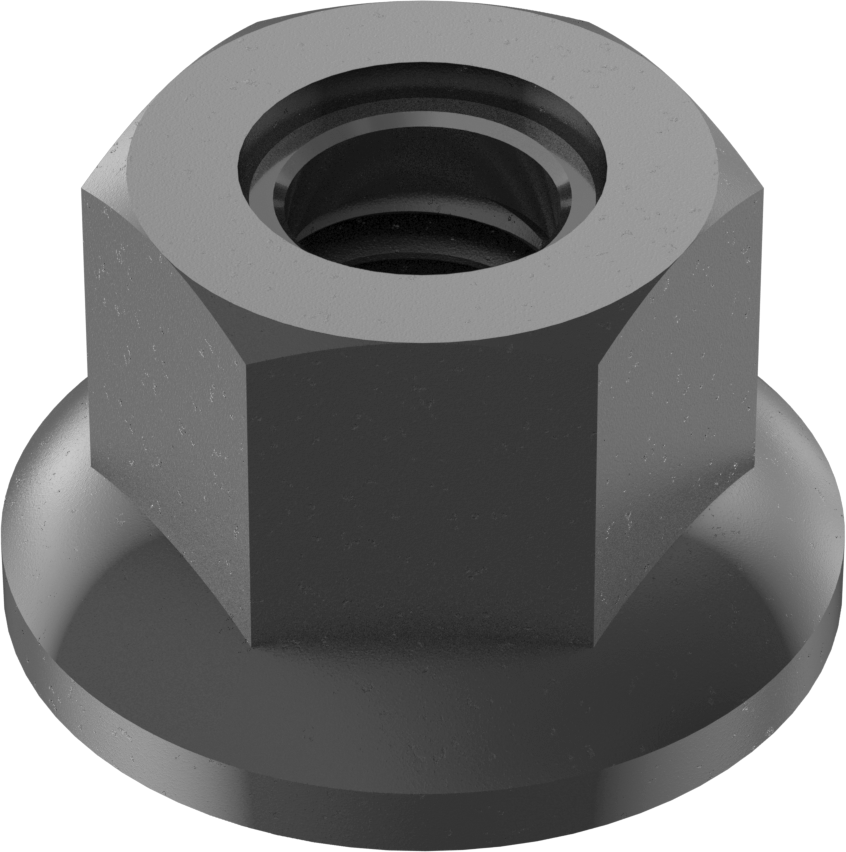 Orta Mukavemetli Çelik Naylon Ekli Flanş Somunu, Sınıf 8, Siyah Korozyona Dayanıklı, M5 x 0,8 mm Diş Boyutu