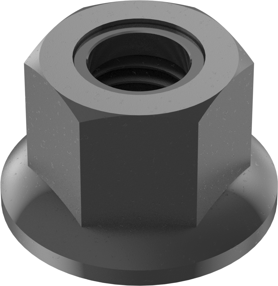 Orta Mukavemetli Çelik Naylon Ekli Flanş Somunu, Sınıf 8, Siyah Korozyona Dayanıklı, M12 x 1,75 mm Dişli Boyutu
