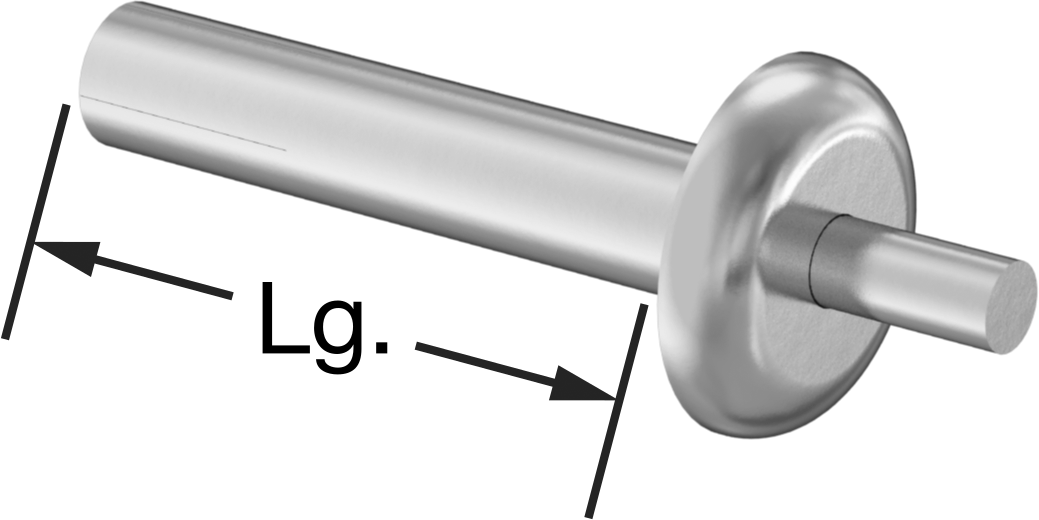 Pim Tahrikli Perçinler, 1/4" Çap, 1,094“-1,156” Kalınlık için, 0,625 inç Baş Çapı