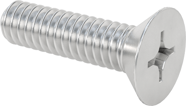 2024 Alüminyum Phillips Düz Başlı Vida, 1/4"-20 Diş Boyutu, 1" Uzunluk