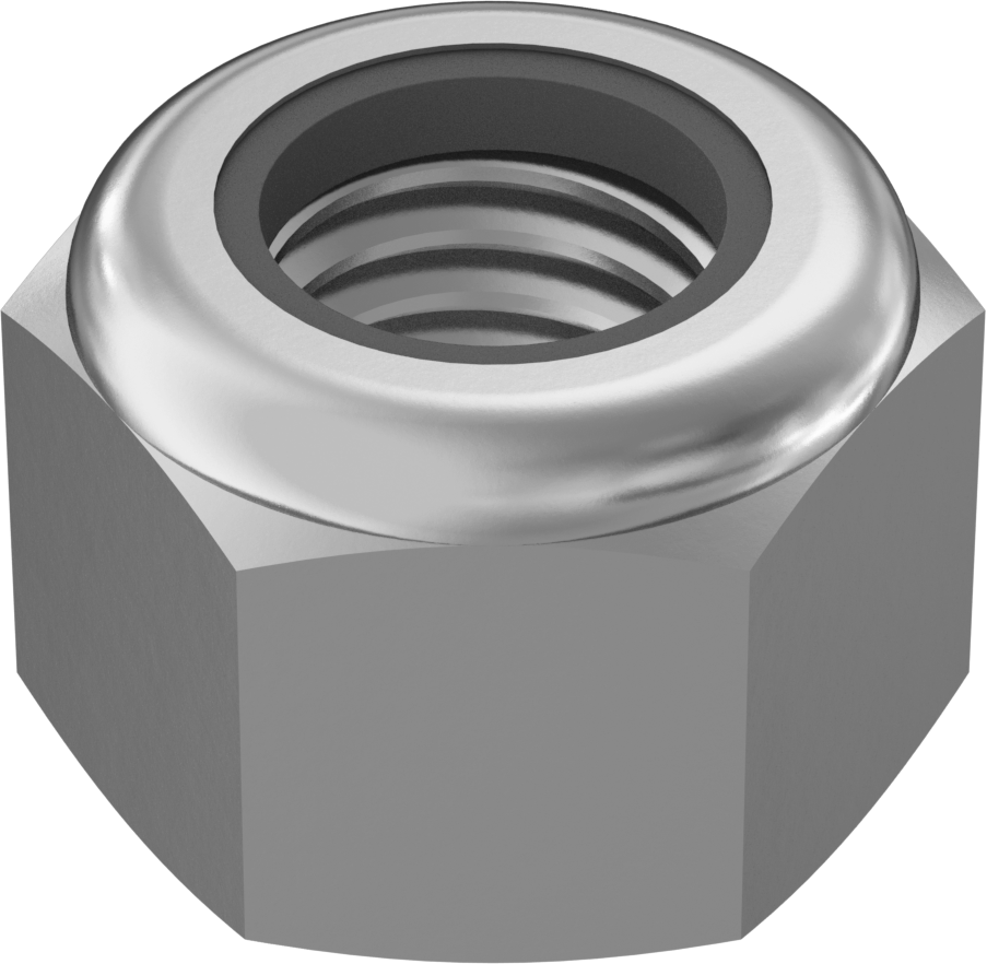 Yüksek Profilli Naylon Ekli Kilit Somunu, Orta Mukavemetli, Çinko Kaplı Çelik, M12 x 1,75 mm Diş