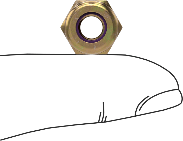 Yüksek Mukavemetli Çelik Naylon Ekli Kilit Somunu, Sınıf 8, Sarı Kromat Kaplamalı Çinko, 1/4"-20 Diş Boyutu