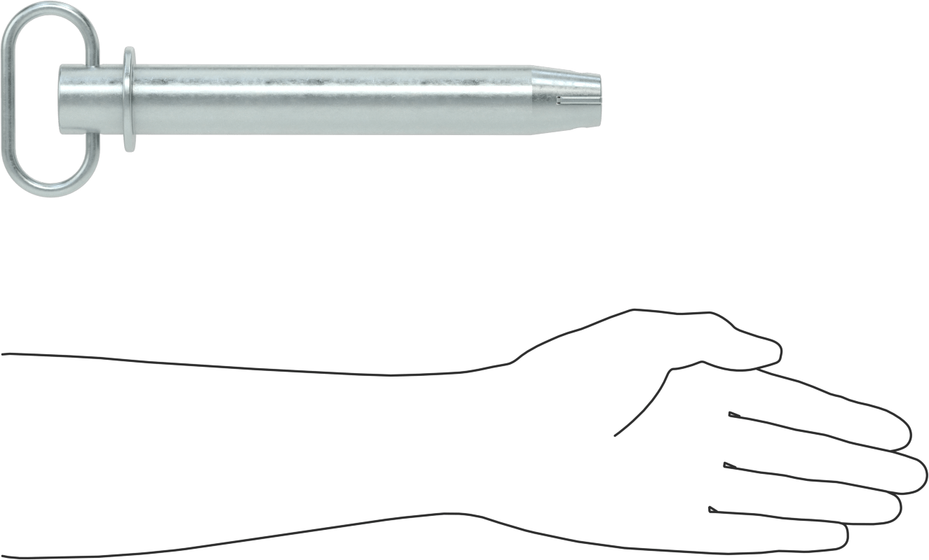 Toggle'lı Çatal Pimi, Döngü Tutamak, Çinko Kaplamalı Karbon Çelik, 1-1/4" Çap, 7" Uzunluk