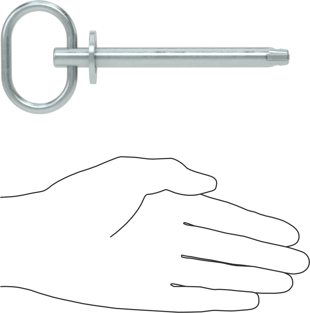 Toggle'lı Çatal Pimi, Döngü Tutamak, Çinko Kaplamalı Karbon Çelik, 12 mm Çap, 90 mm Uzunluk