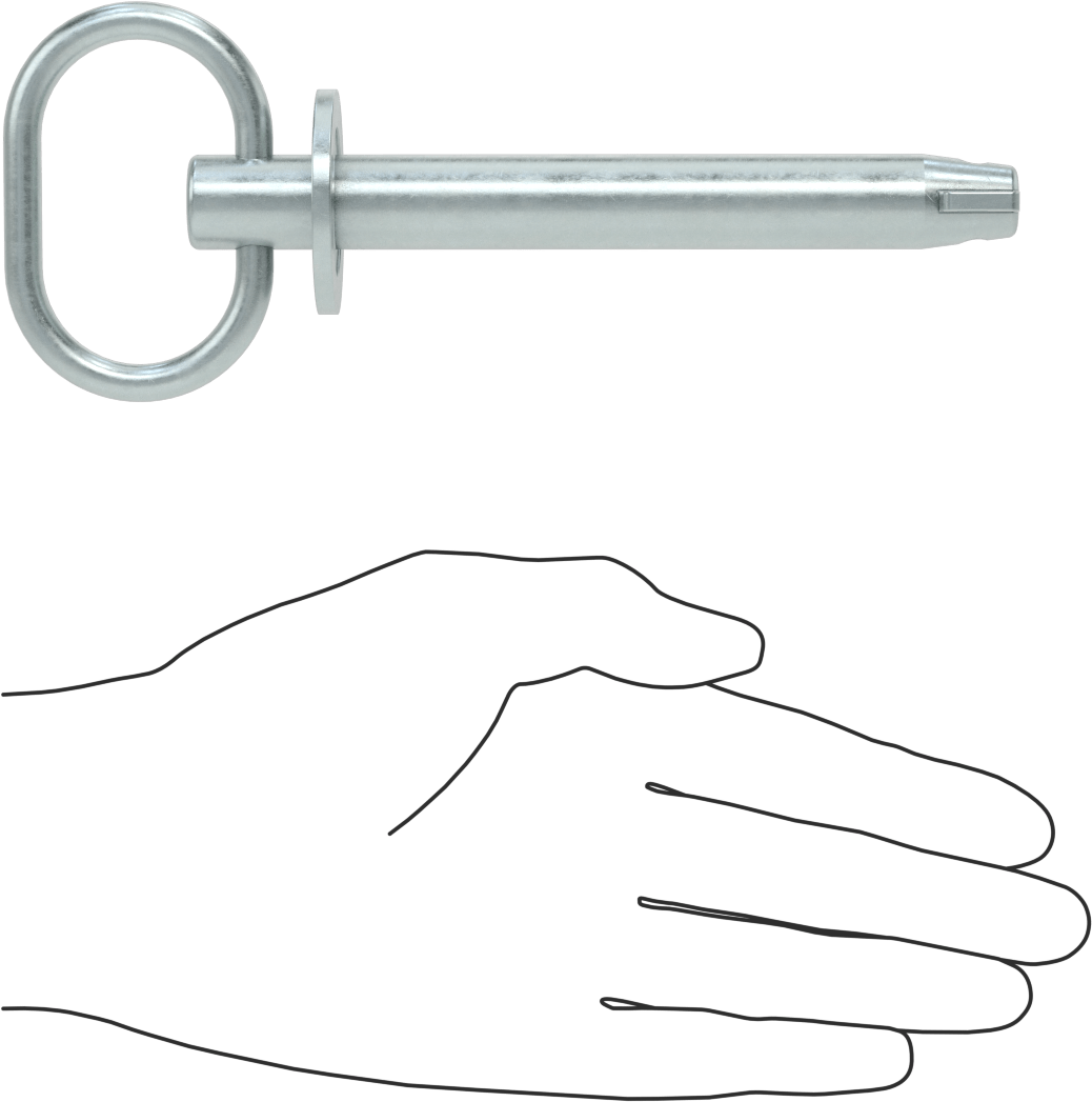 Toggle'lı Çatal Pimi, Döngü Tutamak, Çinko Kaplamalı Karbon Çelik, 16 mm Çap, 90 mm Uzunluk