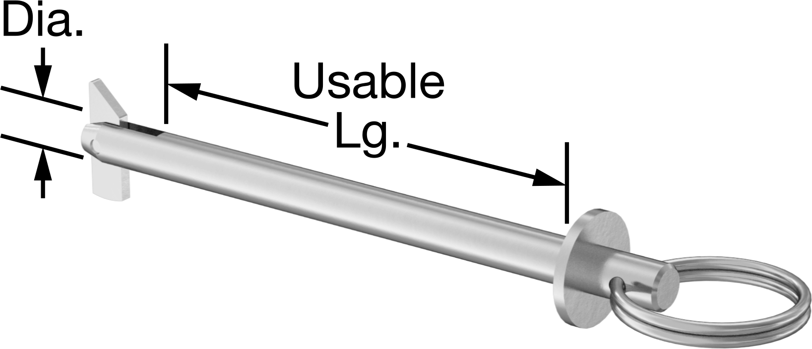 Toggle'lı Çatal Pimi, Halka Tutucu, Çinko Kaplamalı Karbon Çelik, 3/8" Çap, 4" Uzunluk