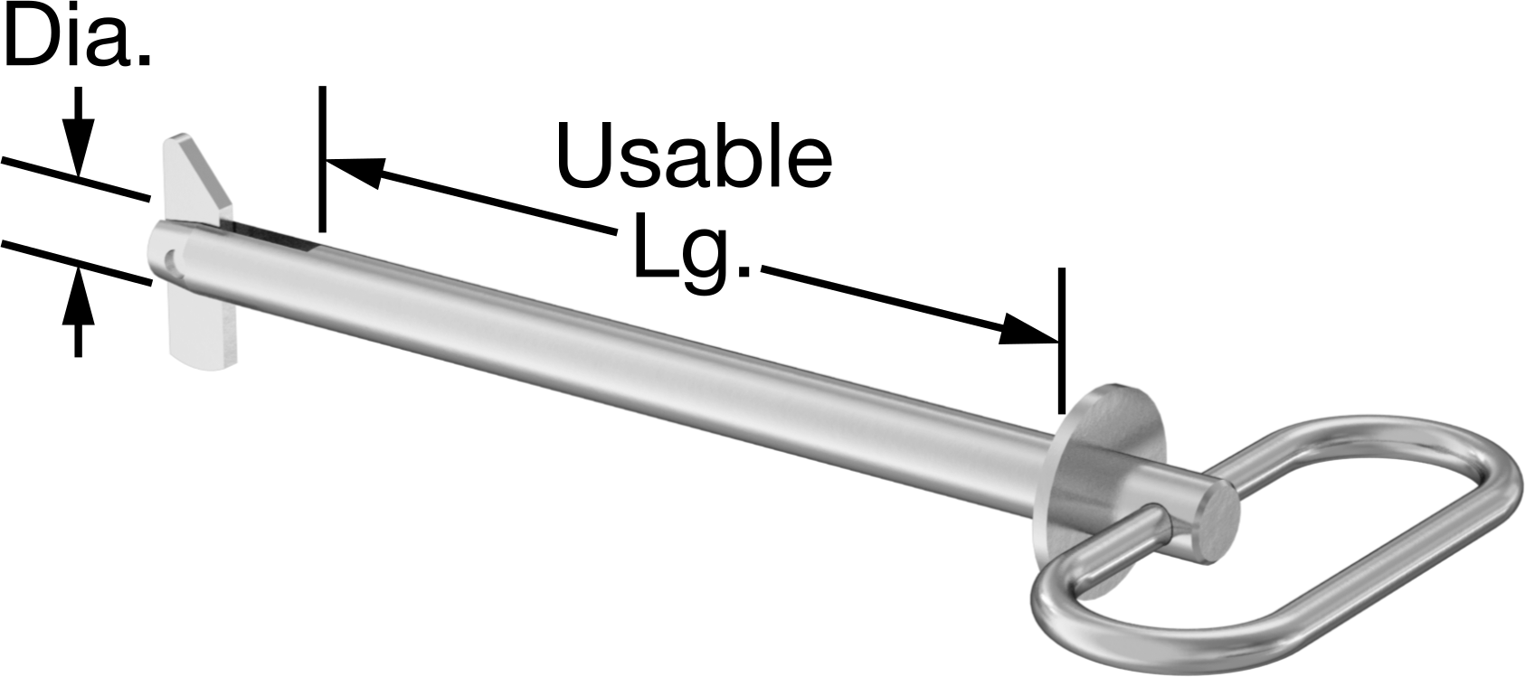 Toggle'lı Çatal Pimi, Döngü Tutamak, Çinko Kaplamalı Karbon Çelik, 1/2" Çap, 5,5" Uzunluk