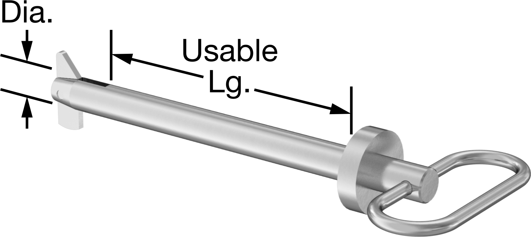 Toggle'lı Çatal Pimi, Döngü Tutamak, Çinko Kaplamalı Karbon Çelik, 5/8" Çap, 5,5" Uzunluk