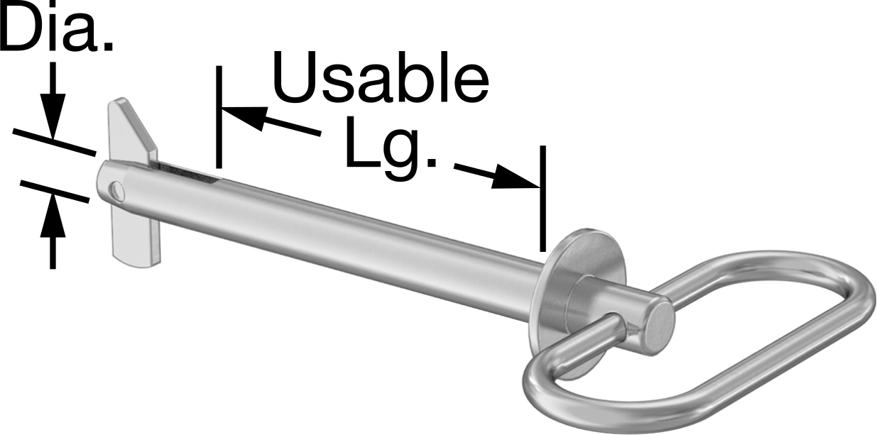 Toggle'lı Çatal Pimi, Döngü Tutamak, Çinko Kaplamalı Karbon Çelik, 1/2" Çap, 3,5" Uzunluk