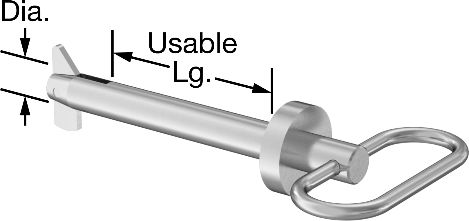 Toggle'lı Çatal Pimi, Döngü Tutamak, Çinko Kaplamalı Karbon Çelik, 5/8" Çap, 3,5" Uzunluk