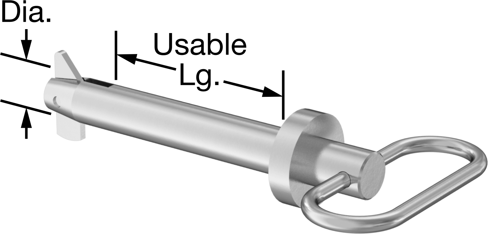 Toggle'lı Çatal Pimi, Döngü Tutamak, Çinko Kaplamalı Karbon Çelik, 3/4 inç Çap, 3,5" Uzunluk