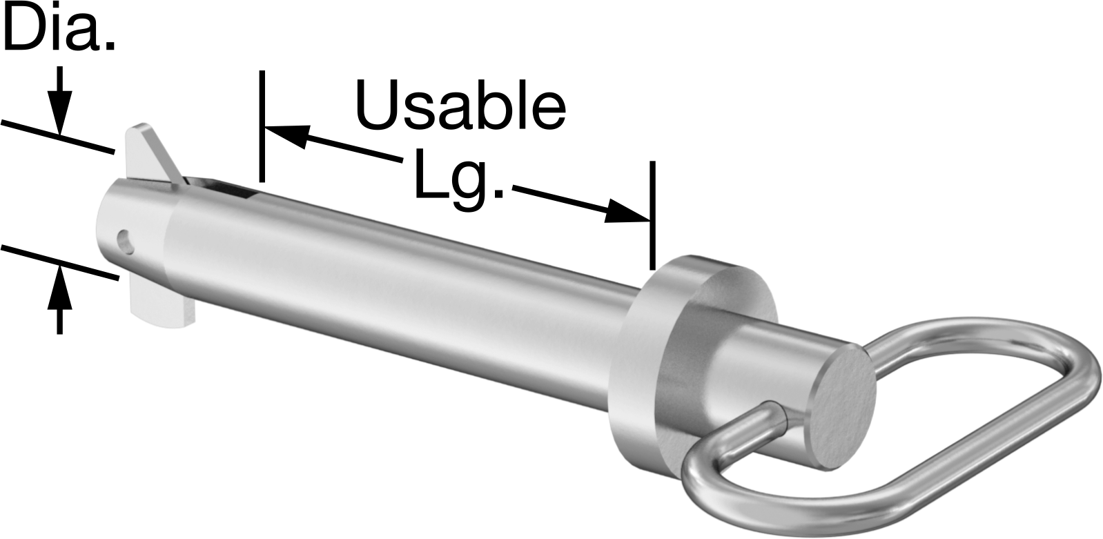 Toggle'lı Çatal Pimi, Döngü Tutamak, Sap, Çinko Kaplamalı Karbon Çelik, 7/8" Çap, 3,5" Uzunluk