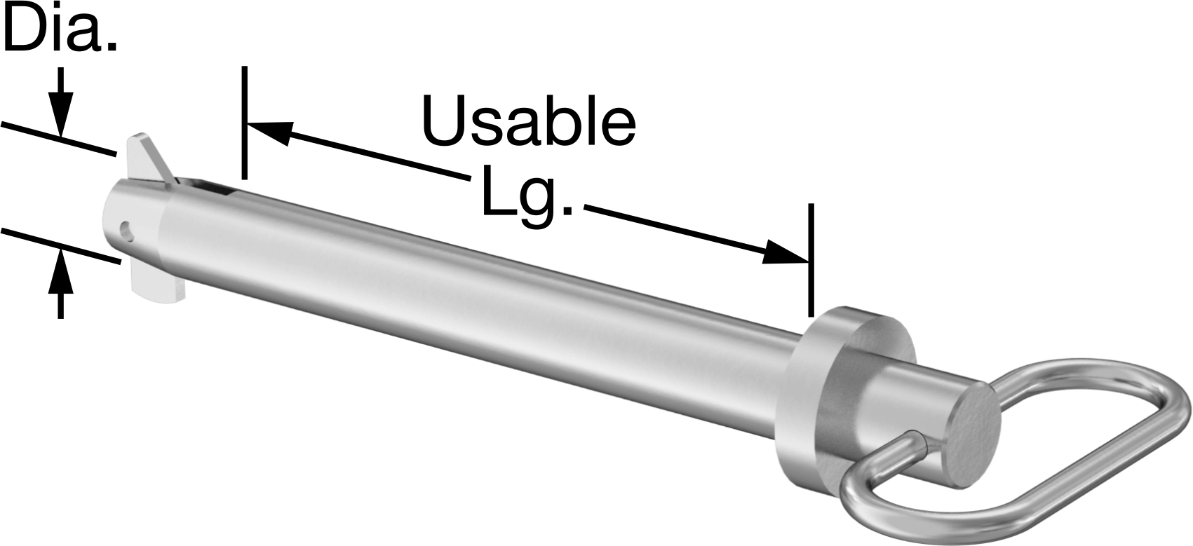 Toggle'lı Çatal Pimi, Döngü Tutamak, Çinko Kaplamalı Karbon Çelik, 7/8" Çap, 6 inç Uzunluk