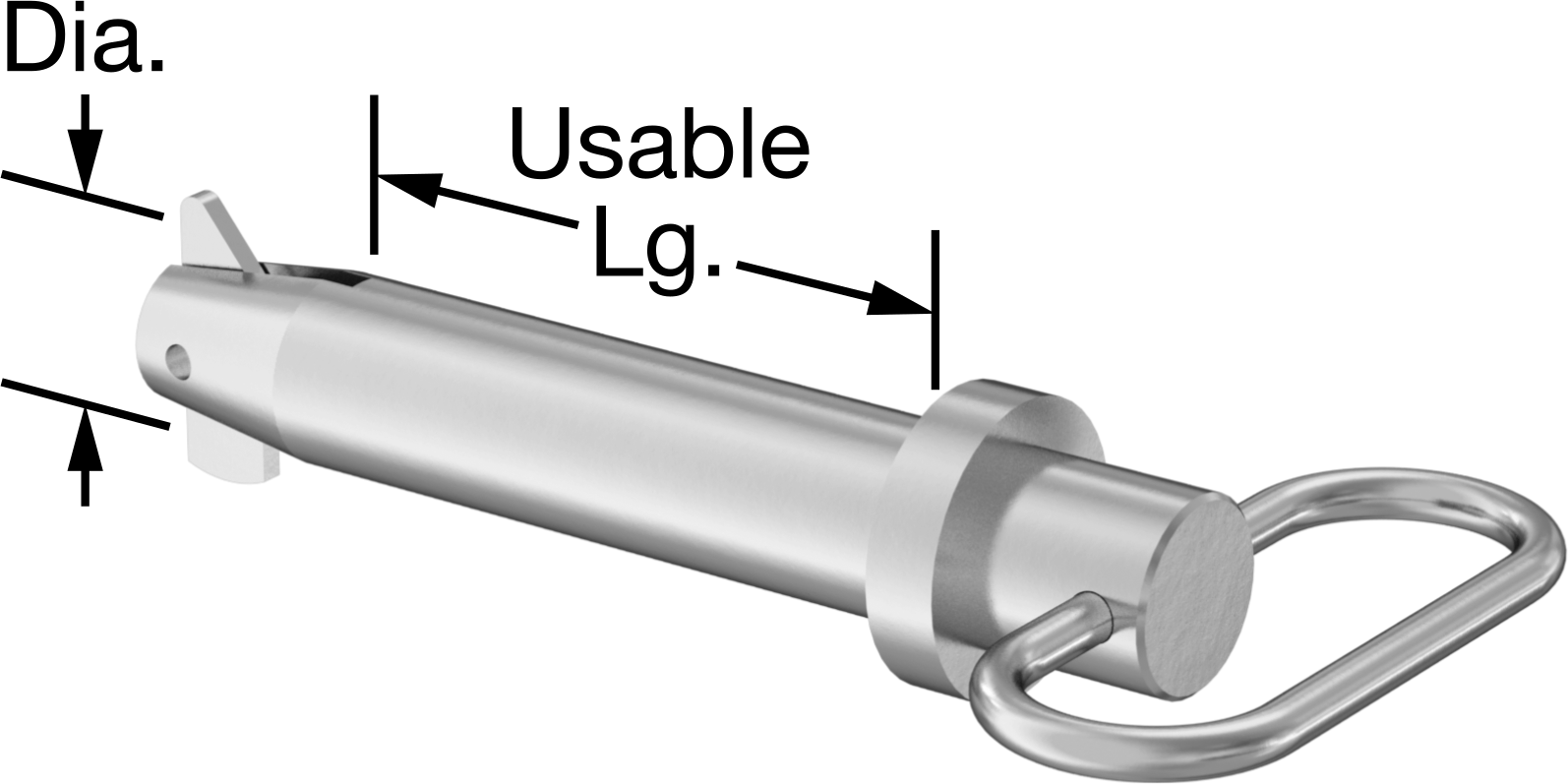 Toggle'lı Çatal Pimi, Döngü Tutamak, Çinko Kaplamalı Karbon Çelik, 1" Çap, 3,5" Uzunluk