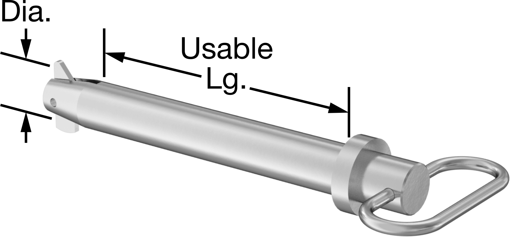 Toggle'lı Çatal Pimi, Döngü Tutamak, Çinko Kaplamalı Karbon Çelik, 1" Çap, 6 inç Uzunluk