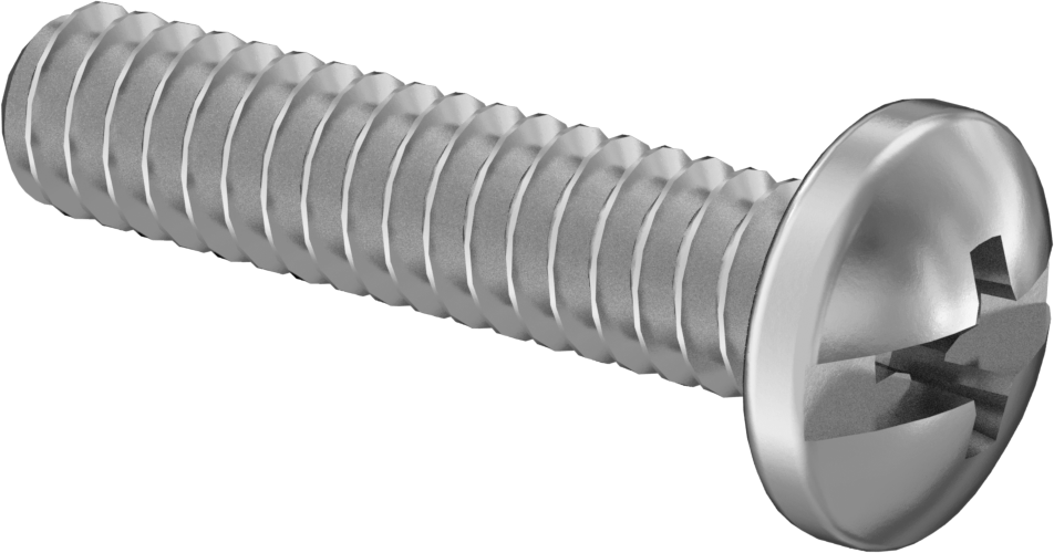 Silindir Başlı Kombinasyonlu Phillips/Yivli Vidalar, 316 Paslanmaz Çelik, 4-40 Diş Boyutu, 1/2" Uzunluk