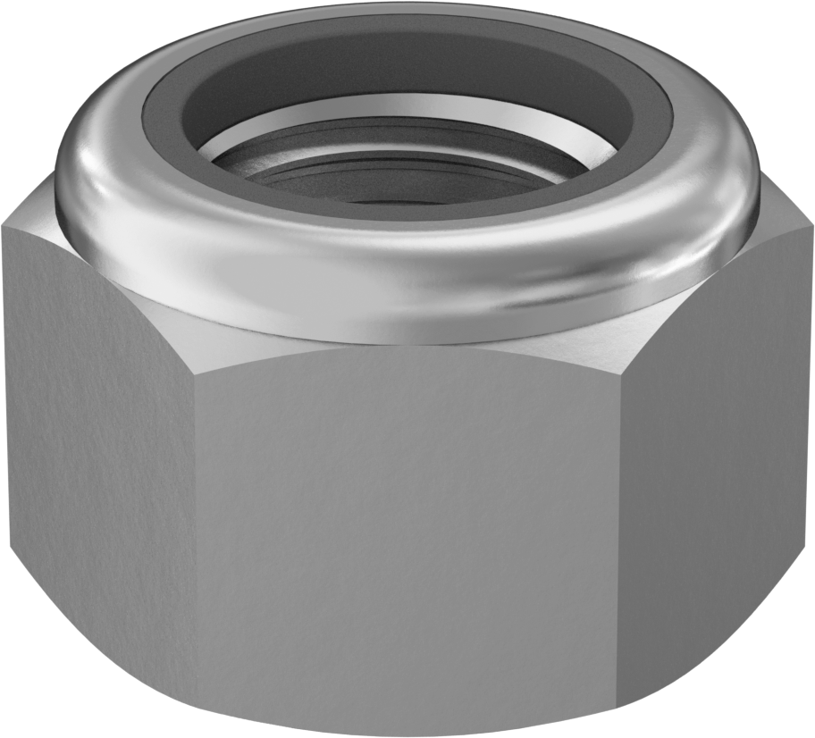 Orta Mukavemetli Çelik Naylon Ekli Kilit Somunu, Yüksek Profil, Çinko Kaplamalı, M14 x 1,5 mm Diş, 16 mm Yüksek