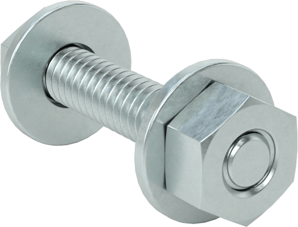 Somun ve Pullu 5 Sınıfı Çelik Altıgen Başlı Vidalar, Orta Mukavemetli, 1/4"-20 Diş Boyutu, 1-1/4" Uzunluk
